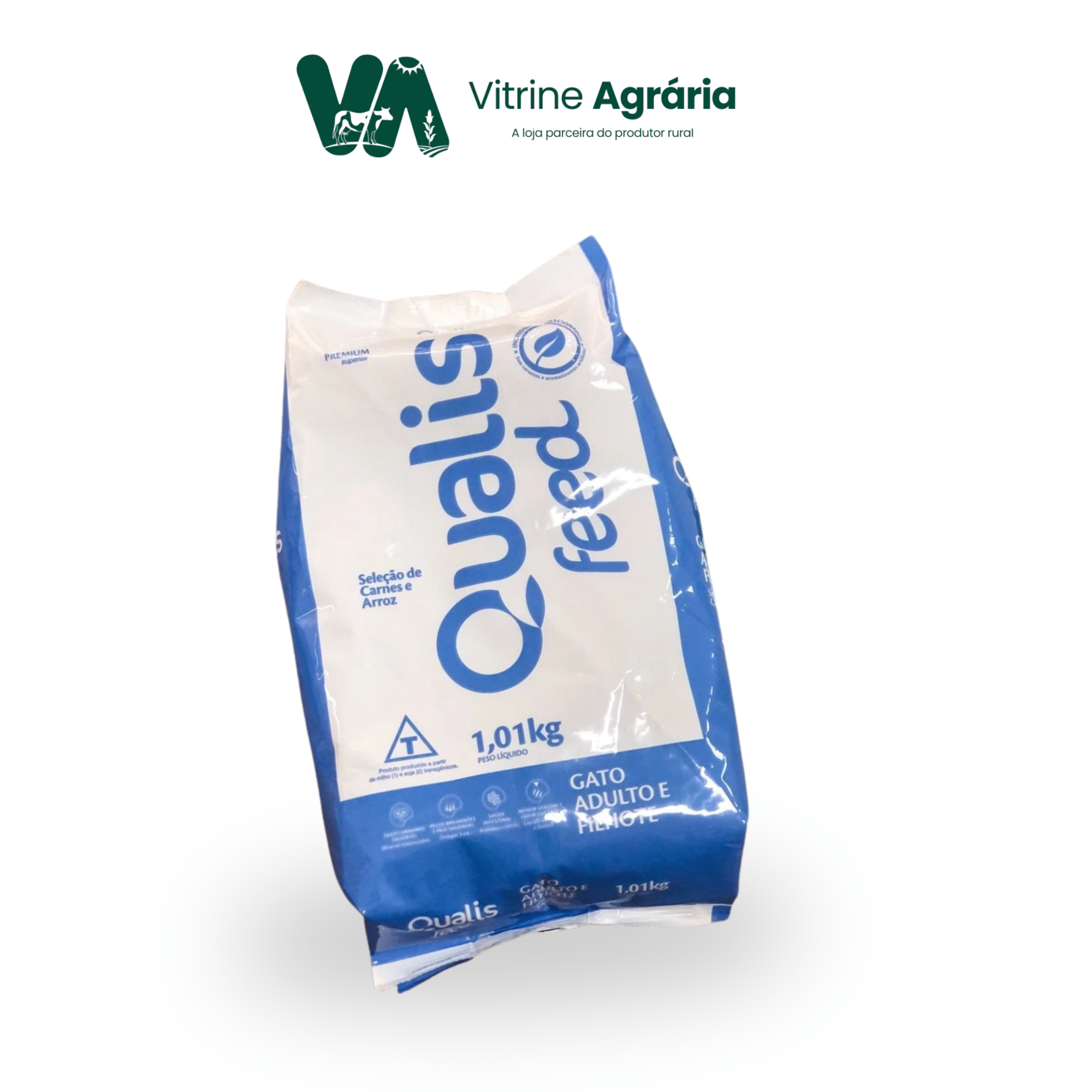 RAÇÃO PARA GATO ADULTO E FILHOTE CARNES E ARROZ PREMIUM SUPERIOR 1Kg - Qualis