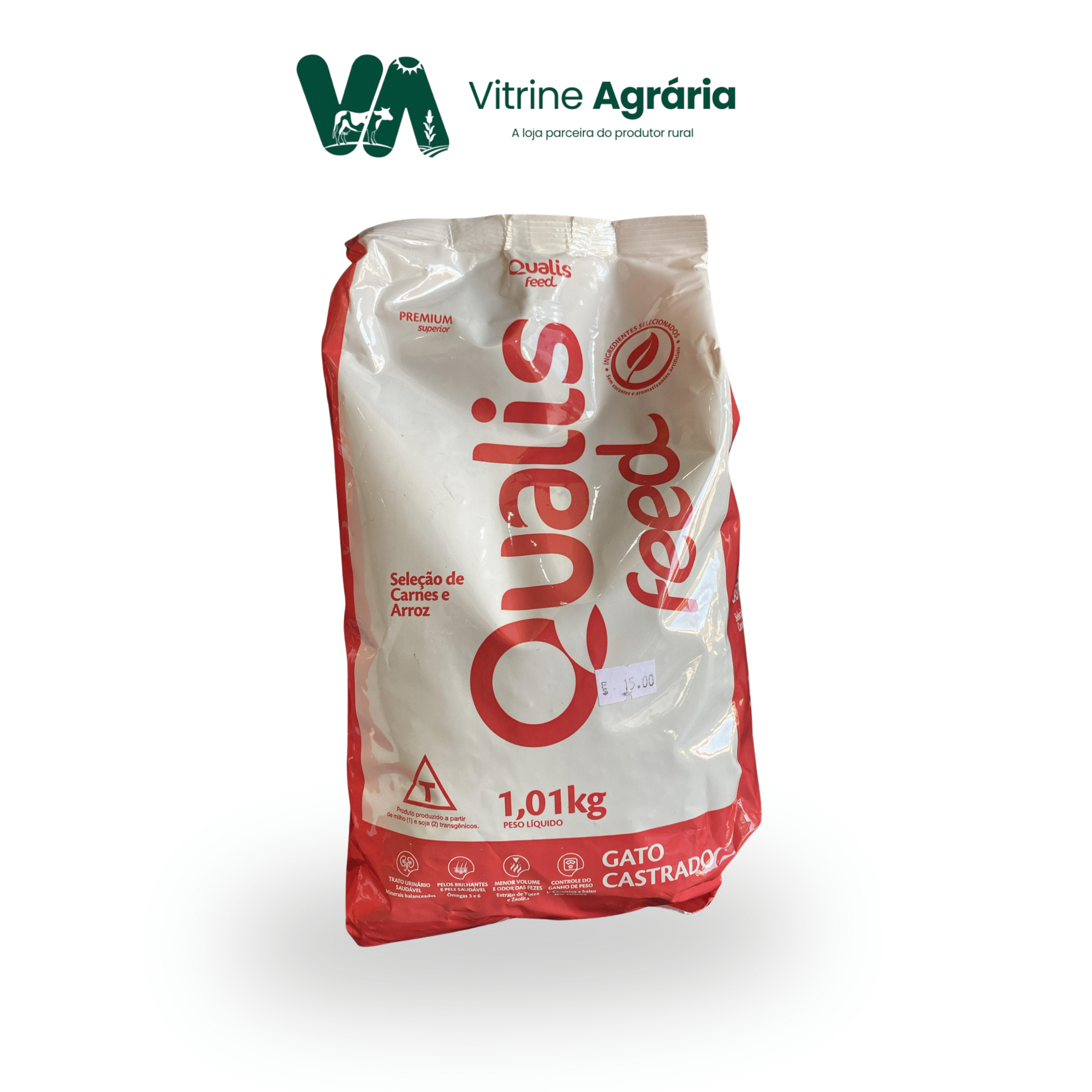 RAÇÃO PARA GATOS CASTRADOS SABOR CARNES E ARROZ PREMIUM SUPERIOR 1Kg - Qualis