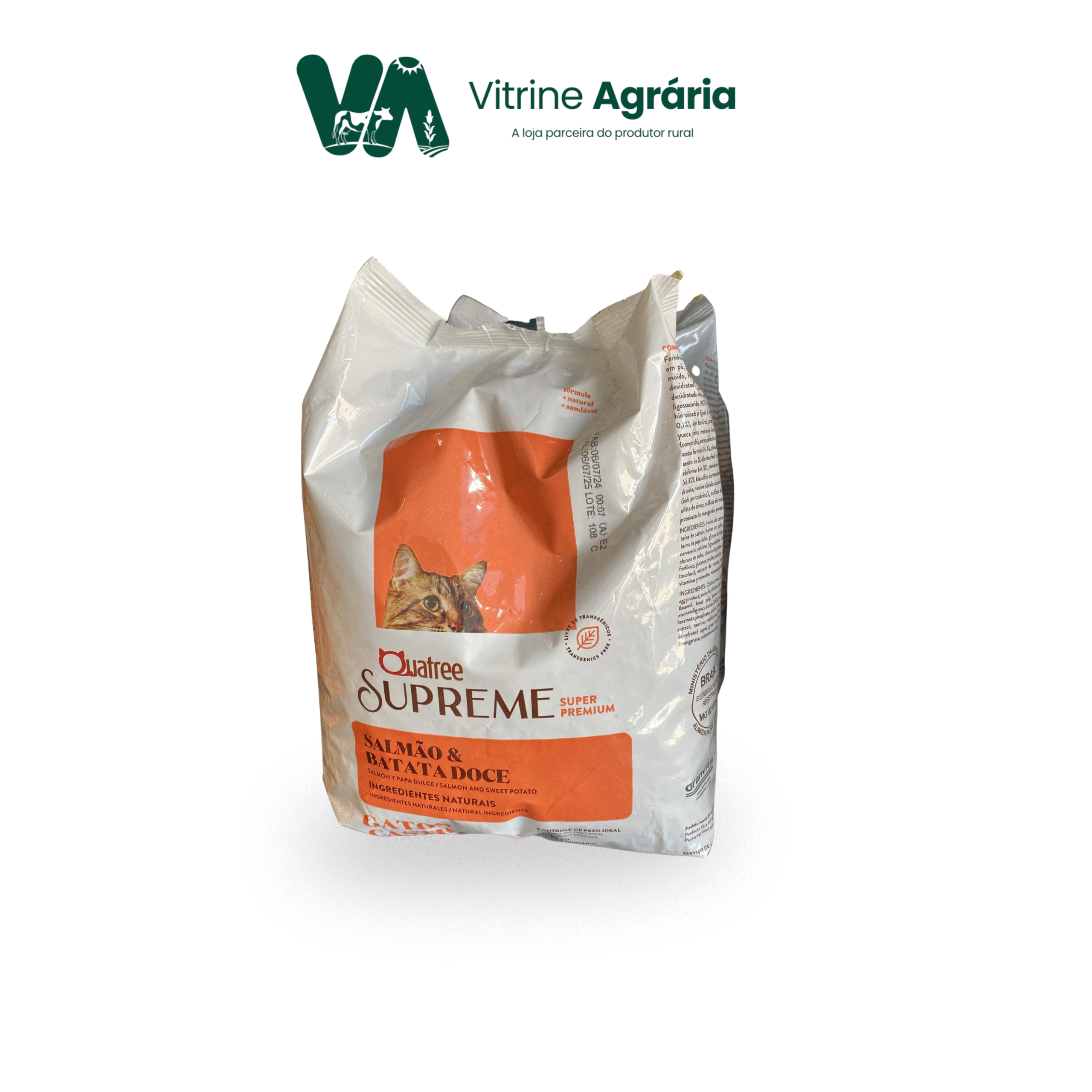 RAÇÃO PARA GATOS CASTRADOS SUPREME SUPER PREMIUM SALMÃO E BATATA DOCE 1Kg - Quatree