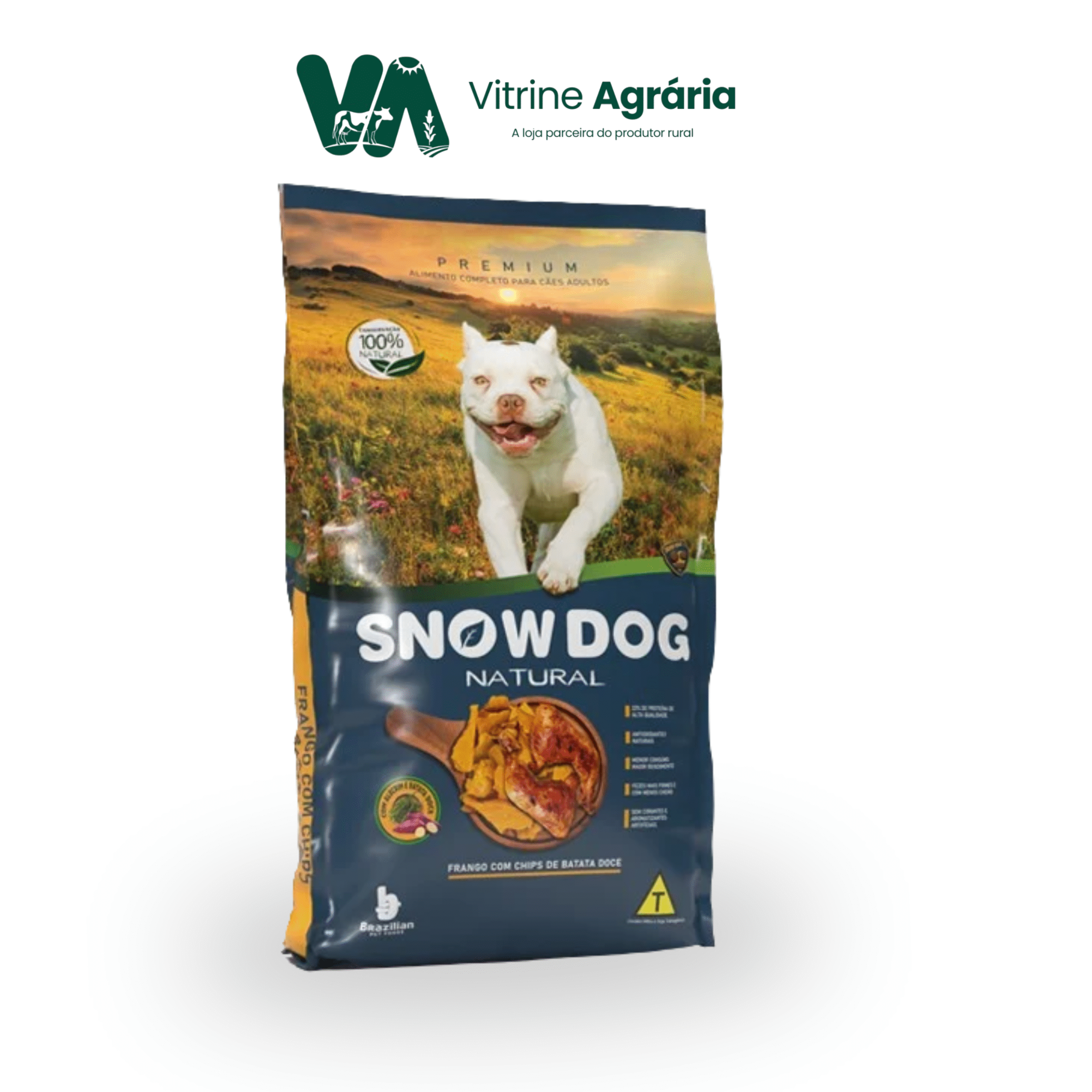 RAÇÃO PARA CÃES ADULTOS NATURAL PREMIUM SABOR FRANGO COM CHIPS DE BATATA DOCE15Kg - Snow Dog